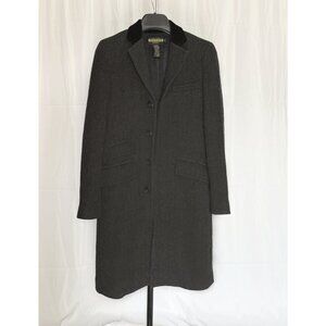 Vintage Ralph Lauren Rugby Tweed Wool Herringbone Coat with Velvet Collar
